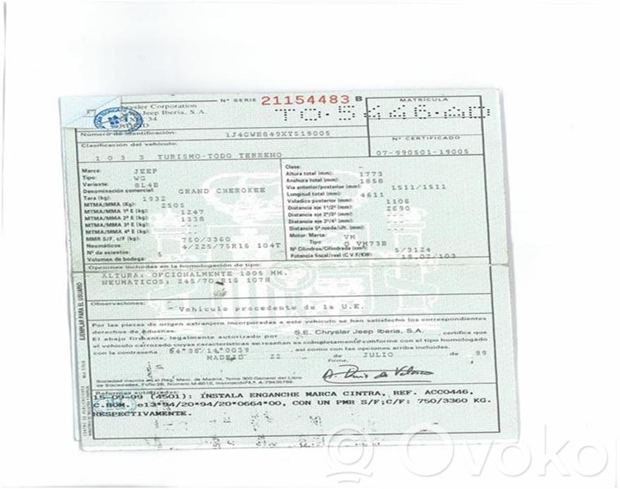 Grand Cherokee Grand Cherokee  5015075AA